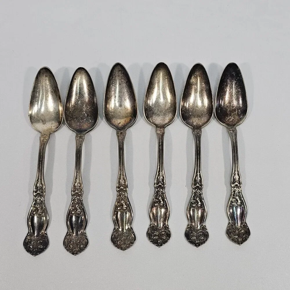 Wm. Rogers & Son AA 1910 Orange Blossom Silverplate Grapefruit Spoons Set Of 6